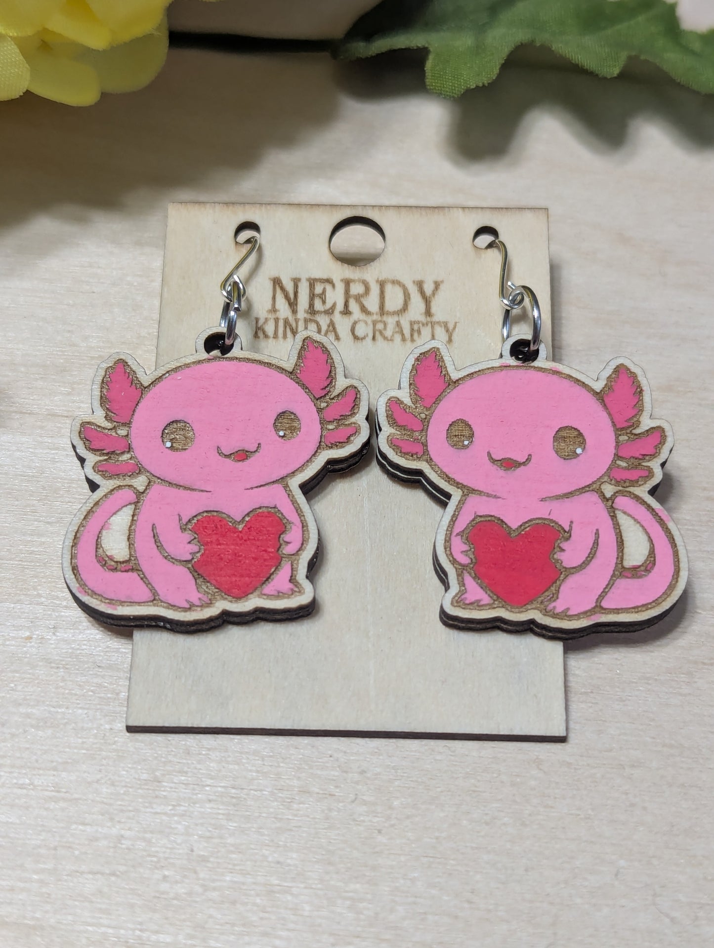 Pink Axolotl Dangles