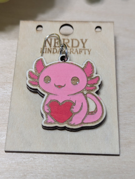 Pink Axolotl Dangles