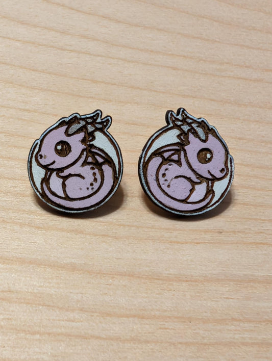 Pink Dragon Studs