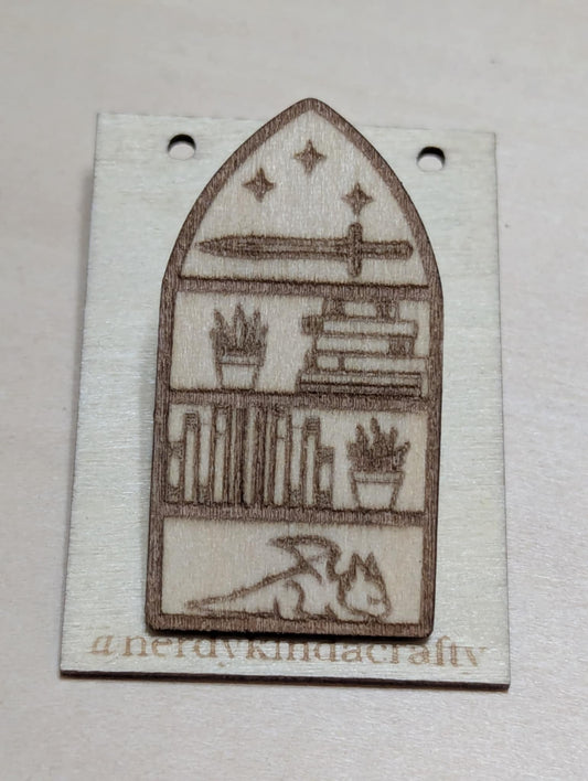 Fantasy Bookshelf Pin