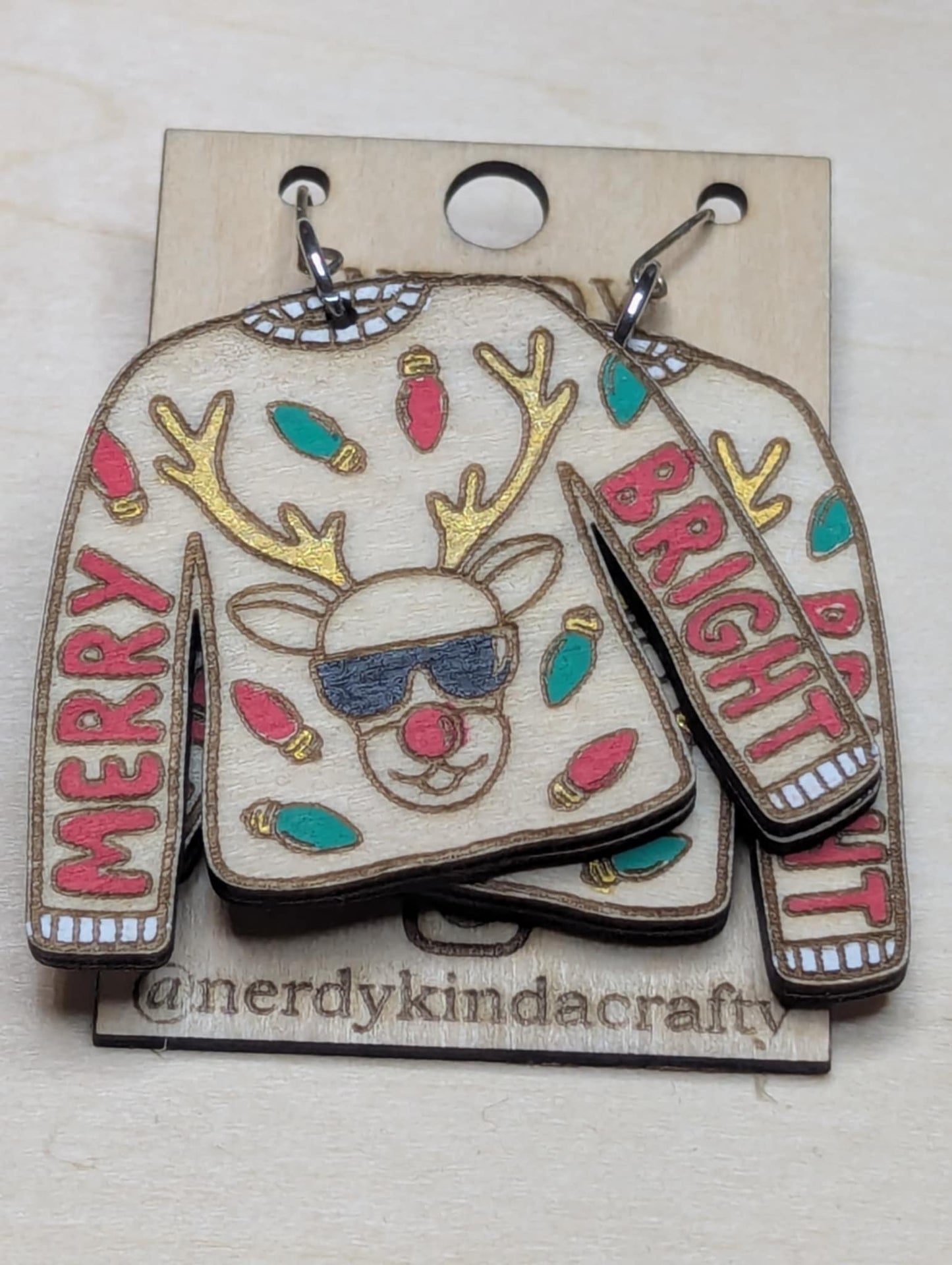 Merry Reindeer Ugly Christmas Sweater Dangles