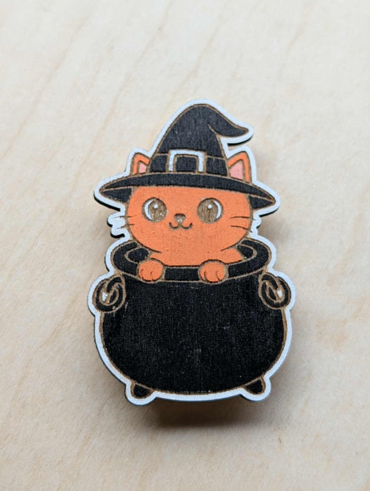 Orange Cat in Cauldron Magnet