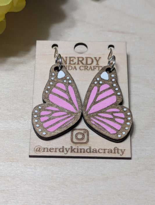 Pink Butterfly Wing Dangles