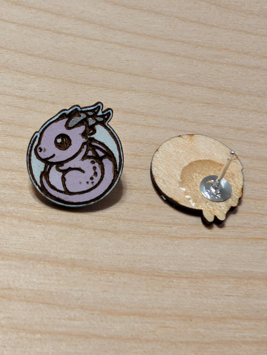 Pink Dragon Studs