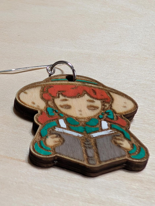 Green Dress Girl Reading a Book Dangles