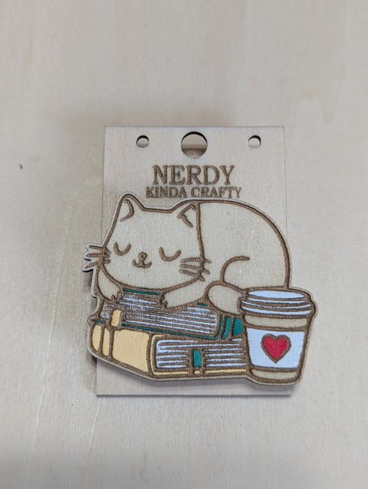 Cat on Books Magnet