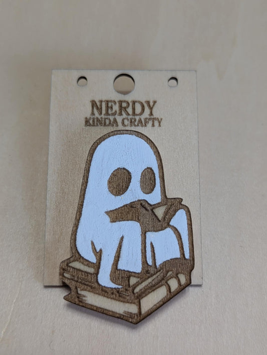 Ghost Sitting on Books Magnet