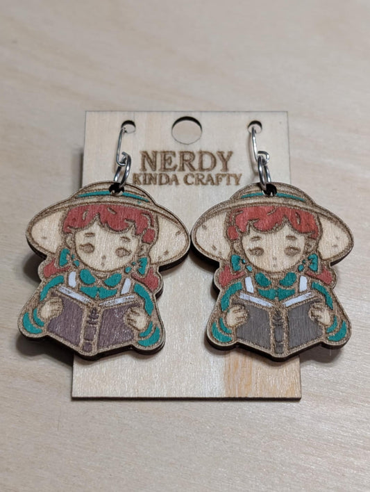 Green Dress Girl Reading a Book Dangles