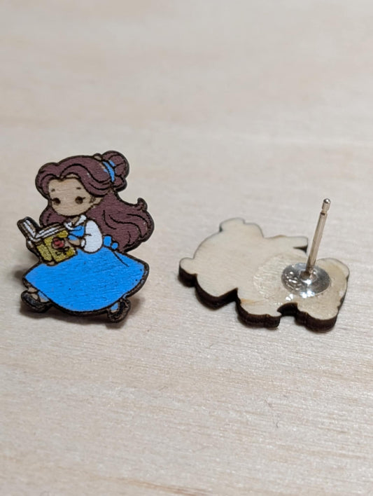 Blue Dress Girl Reading a Book Stud