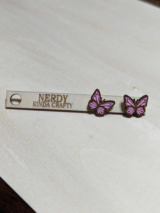 Pink Butterfly Studs