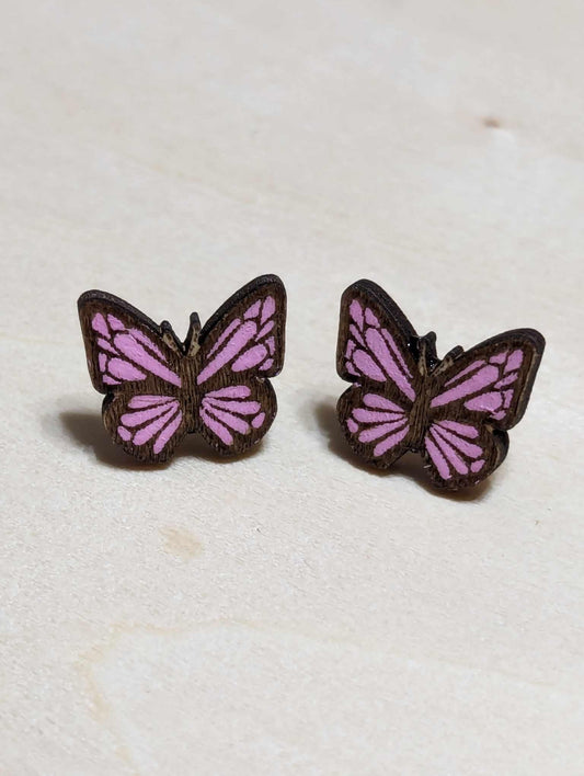 Pink Butterfly Studs