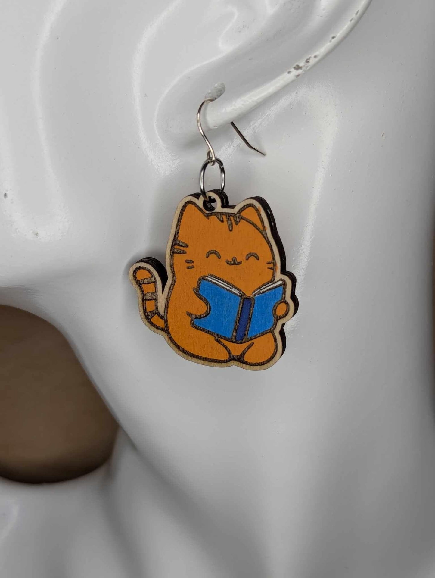 Cat Reading Book Dangles