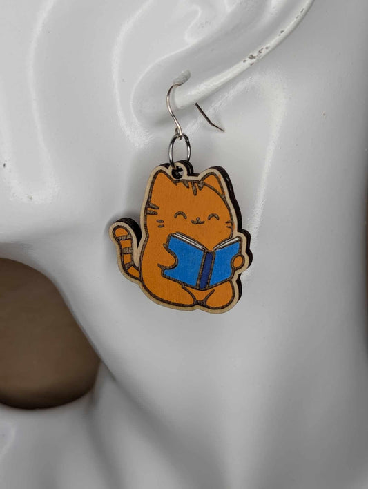 Cat Reading Book Dangles