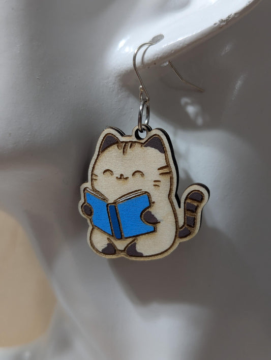 Cat Reading Book Dangles