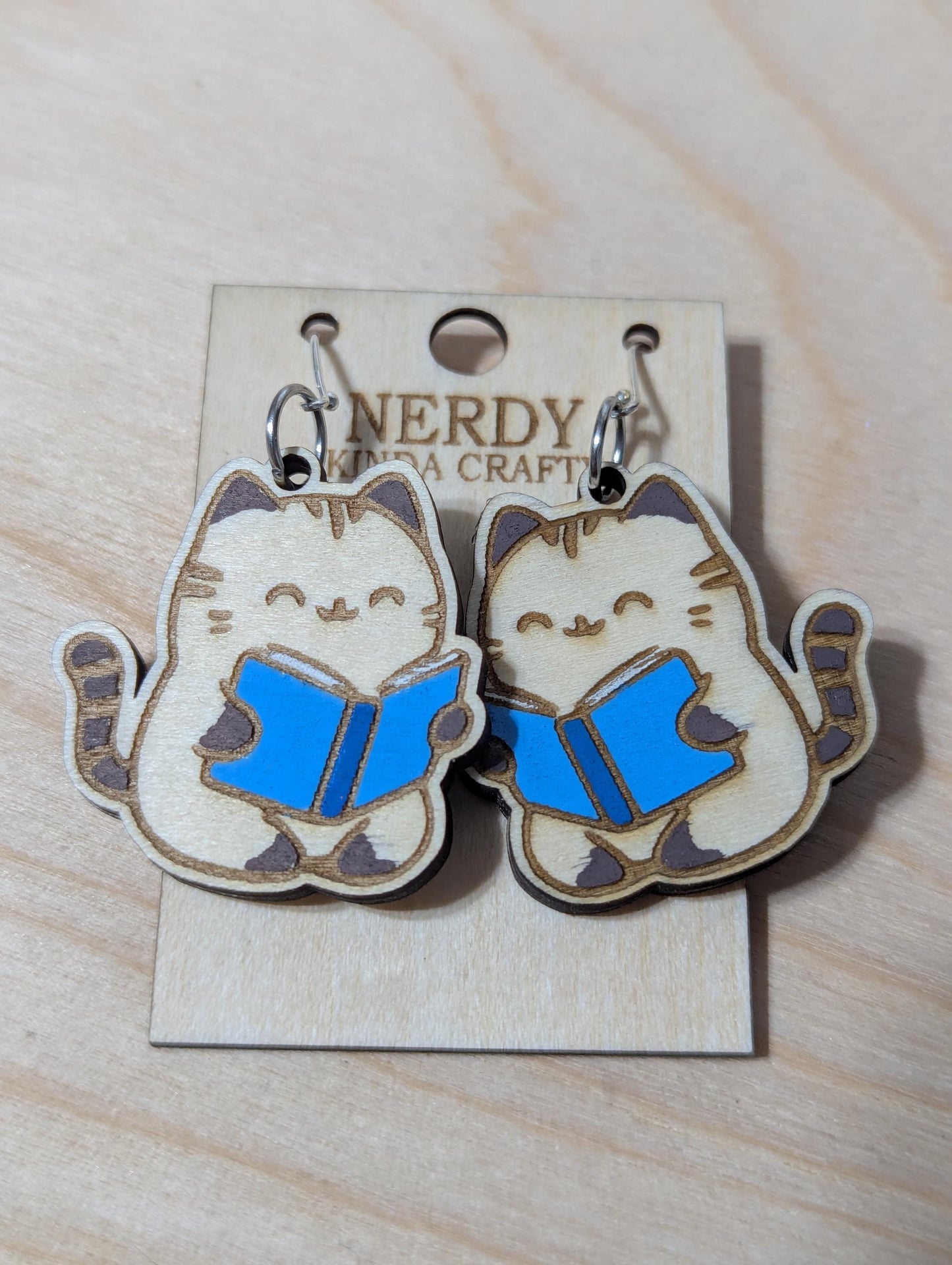 Cat Reading Book Dangles