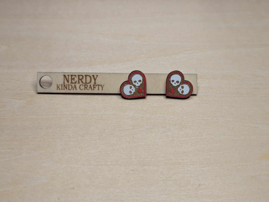 Skull Heart Studs