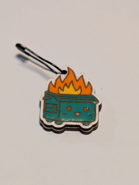 Marqueur de mailles ou tirette de fermeture éclair "feu de benne à ordures"