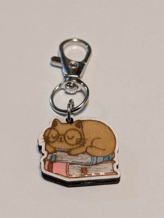 Cat on Book Stitch Marker