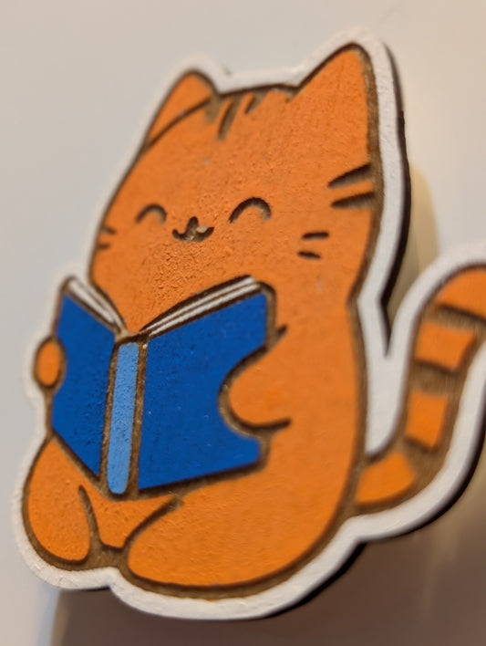 Cat Reading Book Magnet