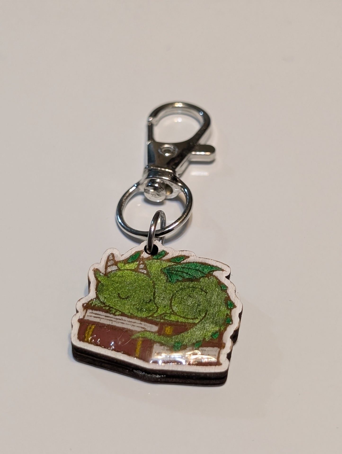 Book Dragon Stitch Marker or Zipper Pull