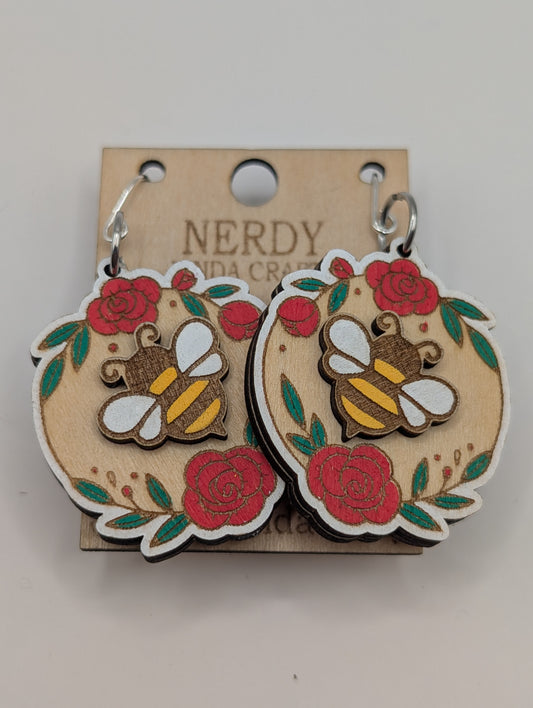 Boucles d'oreilles pendantes abeille superposée