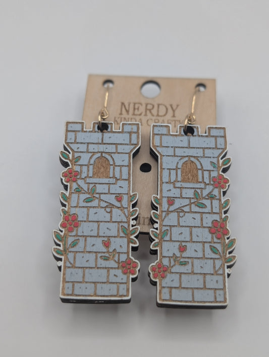 Boucles d'oreilles pendantes Tour Fantaisie Rouge