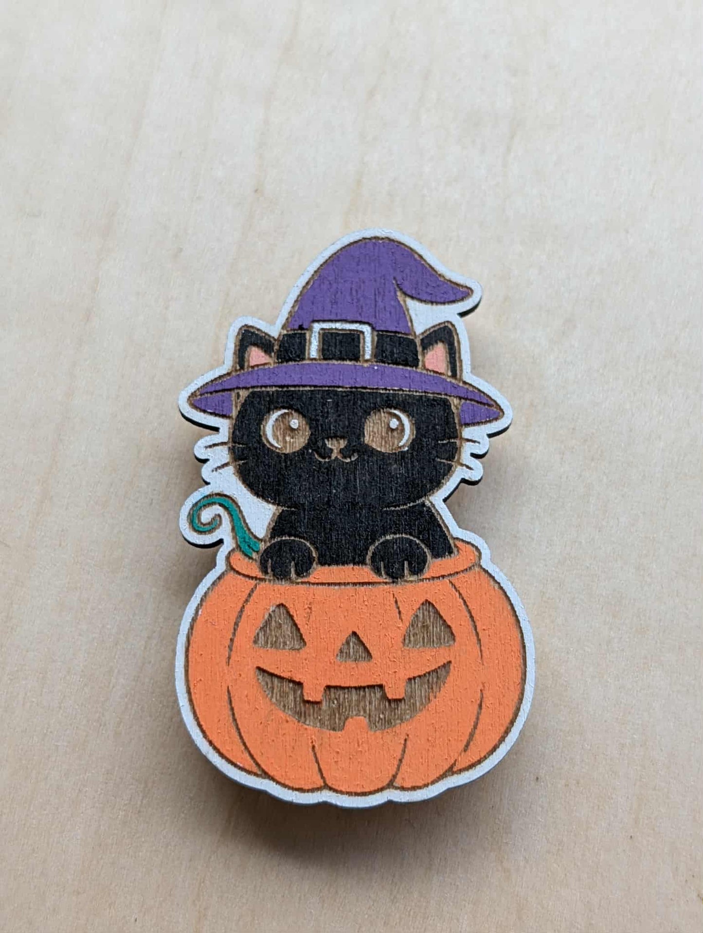 Black Cat in a Pumpkin Pin