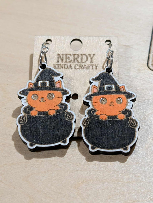 Orange Cat in Cauldron Dangles