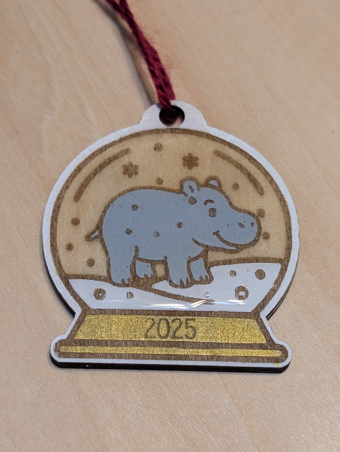 House Hippo Snowglobe Ornament