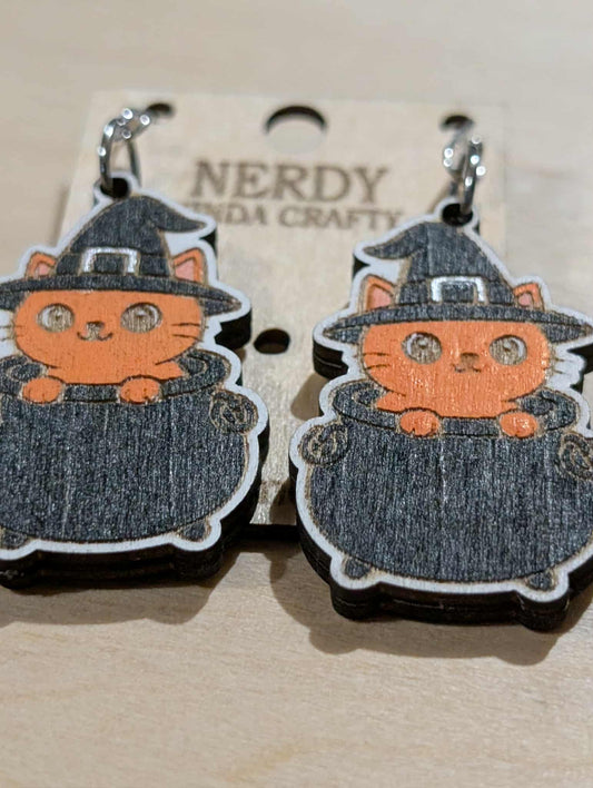 Orange Cat in Cauldron Dangles