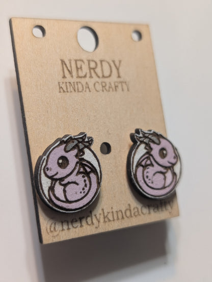 Pink Dragon Studs