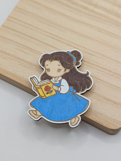 Blue Dress Girl Reading a Book Magnet