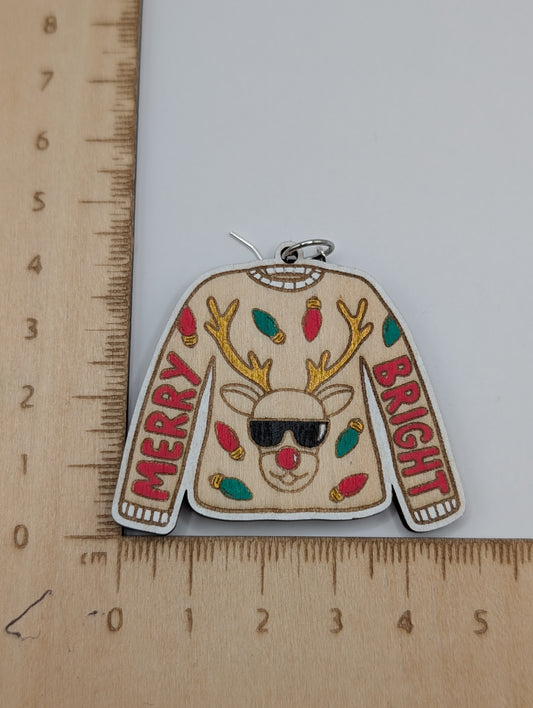 Merry Reindeer Ugly Christmas Sweater Dangles