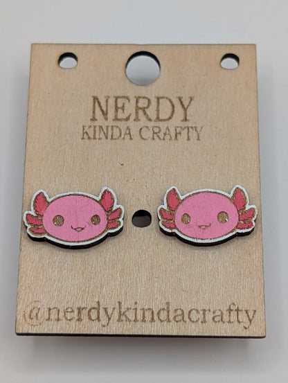 Pink Axolotl Studs