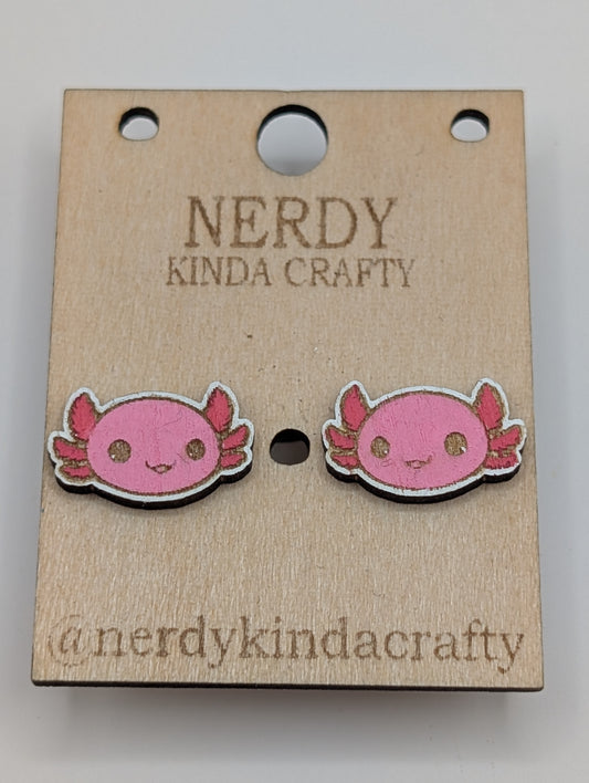 Pink Axolotl Studs
