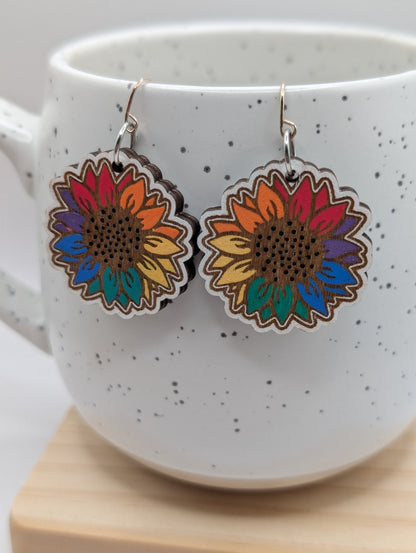 Boucles d'oreilles pendantes tournesol Fierté