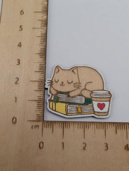 Cat on Books Pins