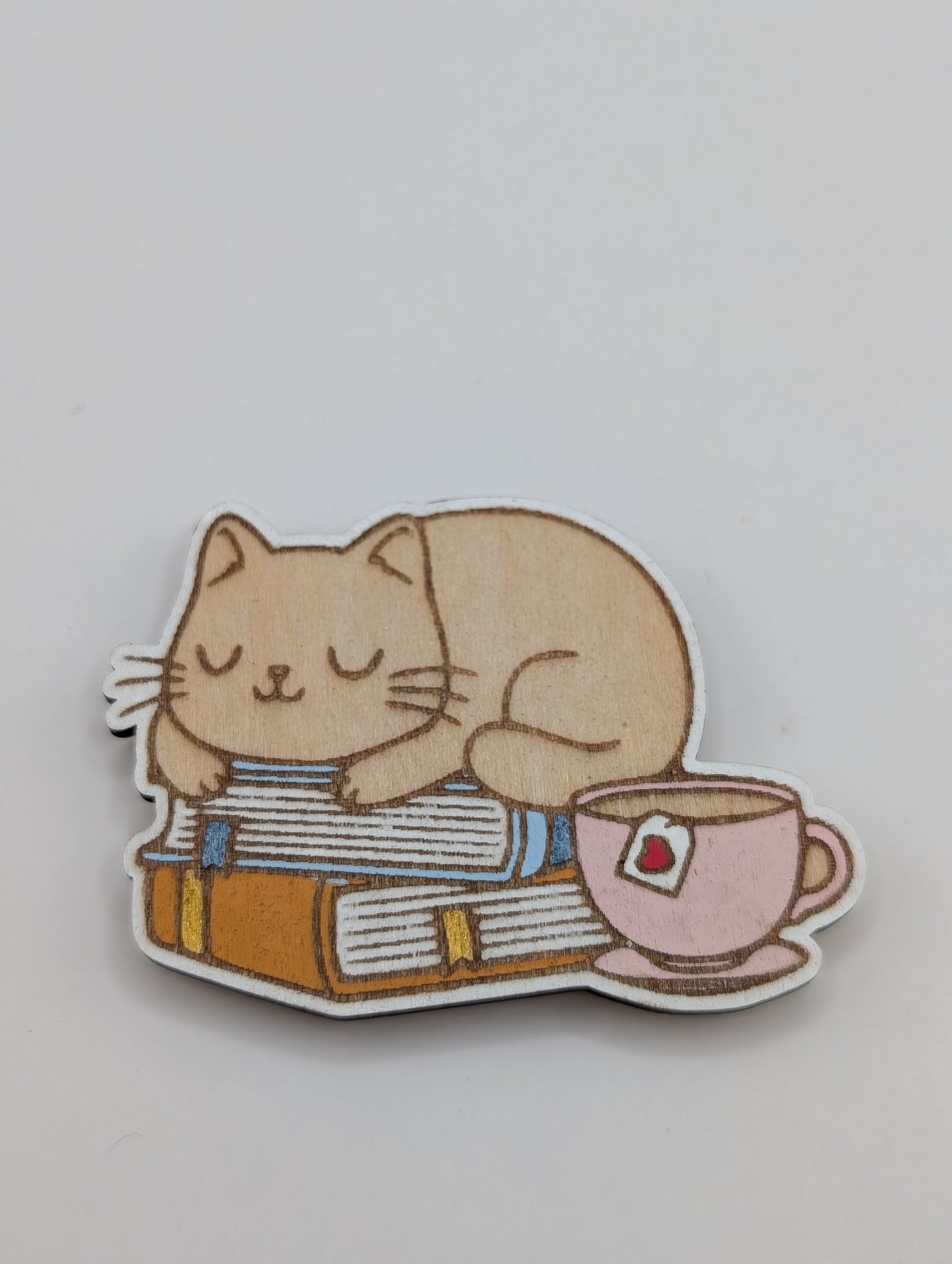 Cat on Books Magnet