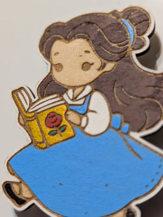 Blue Dress Girl Reading a Book Magnet