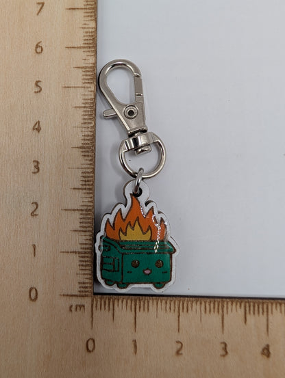 Dumpster Fire Stitch Marker or Zipper Pull