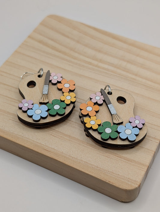 Boucles d'oreilles pendantes Palette Fleurie