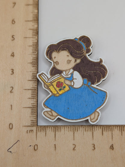 Blue Dress Girl Reading a Book Magnet