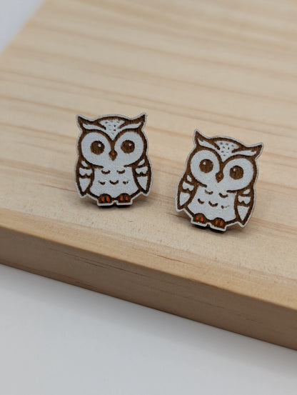 Boucles d'oreilles clous Chouette harfang