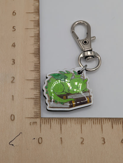 Book Dragon Stitch Marker or Zipper Pull