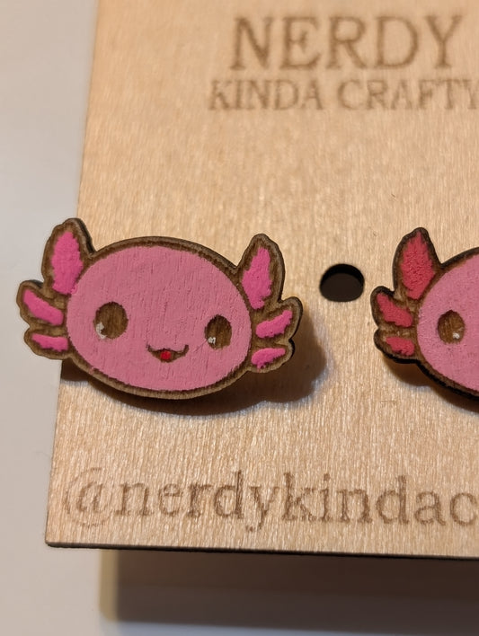 Pink Axolotl Studs