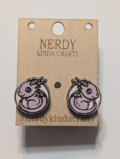 Pink Dragon Studs