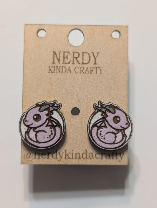 Pink Dragon Studs