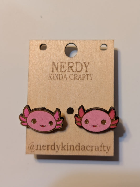 Pink Axolotl Studs