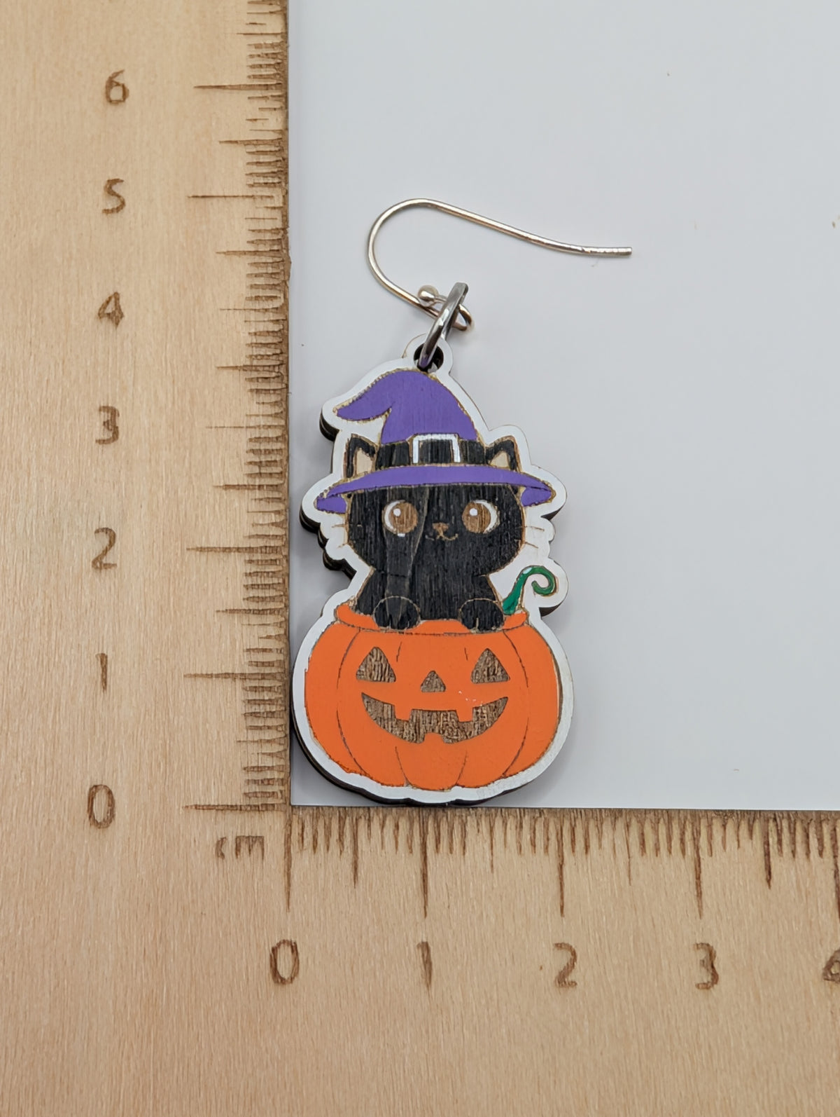 Black Cat in Pumpkins Dangles