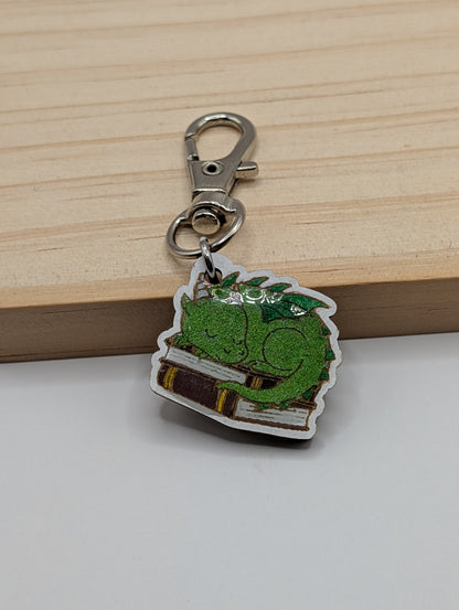 Book Dragon Stitch Marker or Zipper Pull